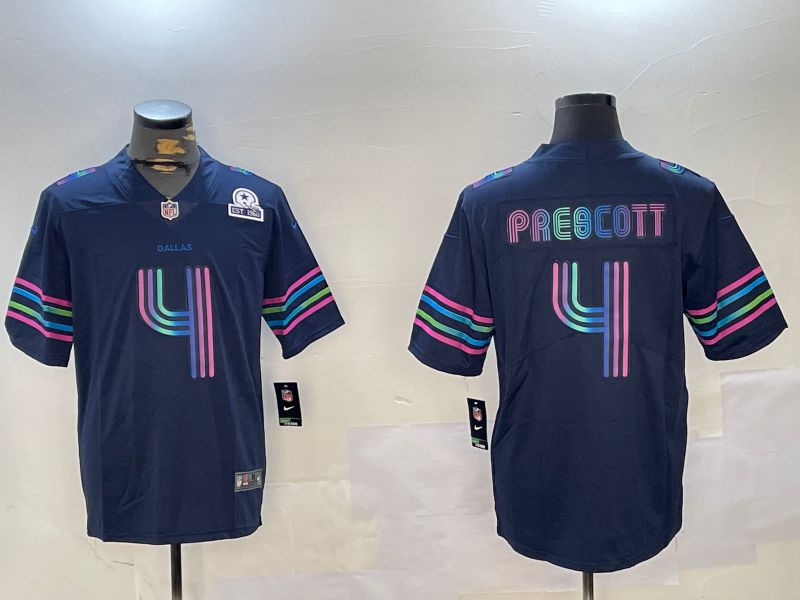 Men Dallas Cowboys #4 Prescott Blue City Edition 2024 Nike Limited NFL Jersey style 3